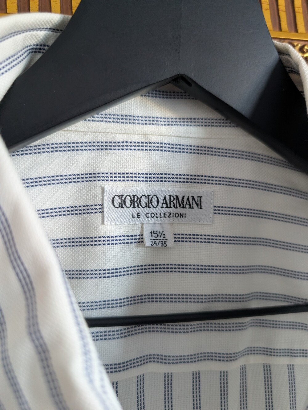 Giorgio Armani White Shirt with Blue Pinstripes Vintage! - Picture 4 of 6
